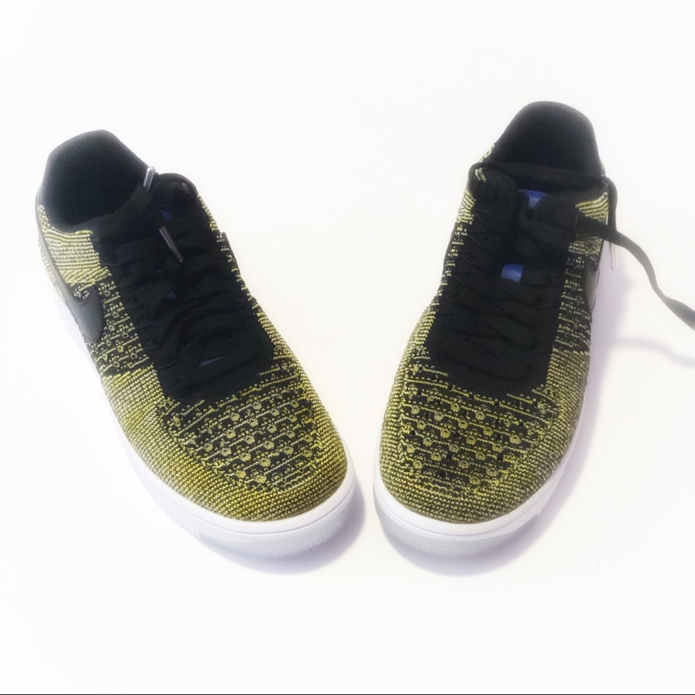 💛 W. Air Force 1 FlyKnit Yellow Blue Tint 6.5 - Picture 6 of 8
